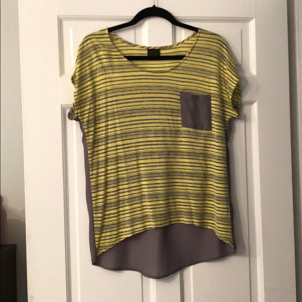 MODlusive high-low shirt, yellow/grey, size Small